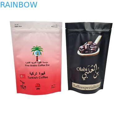Arabica Coffee Beans Custom Printed Packaging Leak Proof Zipper Mylar Plastic Stand Up Bags