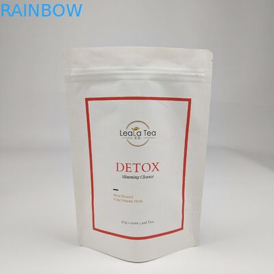 Stand Up Zipper White Kraft Paper Resealable Ziplock Heat Sealable Food Storage Doypack Custom Food Packaging Pouches