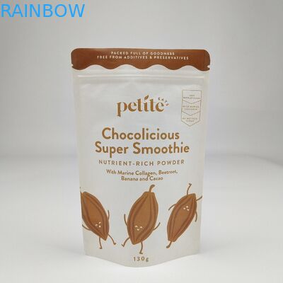 Free Sample Recyclable Doypack Zipper Kraft Paper Bags Custom Tea Bags Ziplock White Stand Up Pouch