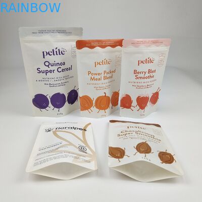 Free Sample Recyclable Doypack Zipper Kraft Paper Bags Custom Tea Bags Ziplock White Stand Up Pouch