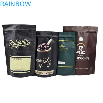 Robusta Coffee Beans Bags Customized Printed With Logo Food Grade Stand Up Zip Lock Coffee Chocolate Bag