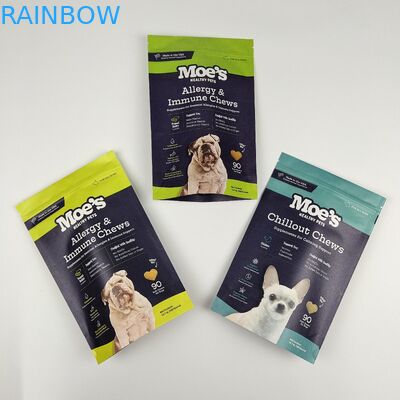 Biodegradable Recycled Customized Stand Up Pouches Dry Pet Food Packaging Brown White Kraft Paper Bags