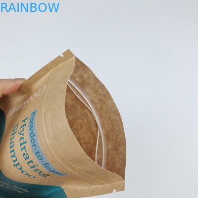 Stand Up Zipper Kraft Brown Paper Resealable Heat Sealable Food Storage Doypack Packaging Pouches Bag With Clear Window