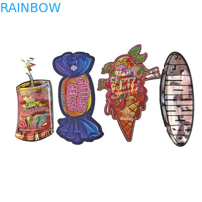 Custom Design Printed Irregular Resealable zipper Die Cut 3.5g Special Shaped Plastic Packaging Mylar Bag