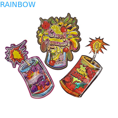 Custom 3.5g Holographic Die Cut Mylar Bags Irregular Shaped Packaging Zipper Smell Proof Die Cut Plastic Packaging Bag