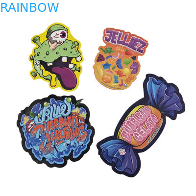 Custom Digital Printing Bags Packaging Holograph Foil Die Cut Special Shaped Ziplock Plastic Mylar 3.5g Die Cut Bags