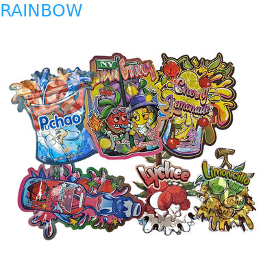 Custom Digital Printing Bags Packaging Holograph Foil Die Cut Special Shaped Ziplock Plastic Mylar 3.5g Die Cut Bags