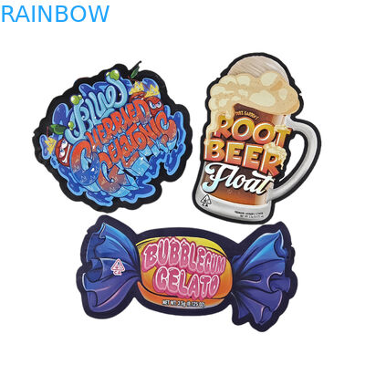 Custom Printed Soft Touch Holograph Die Cut Irregular Special Shape Plastic Zipper Mylar Food Packaging Bag