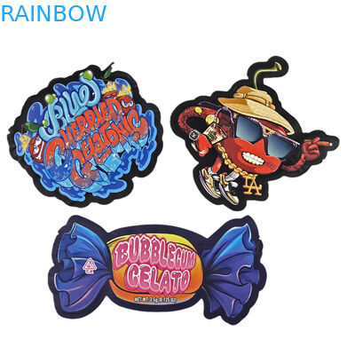 Custom Matte Logo Resealable Plastic Shaped Pouch Smell Proof Die Cut Ziplock 3.5 Mylar Bags For Candy