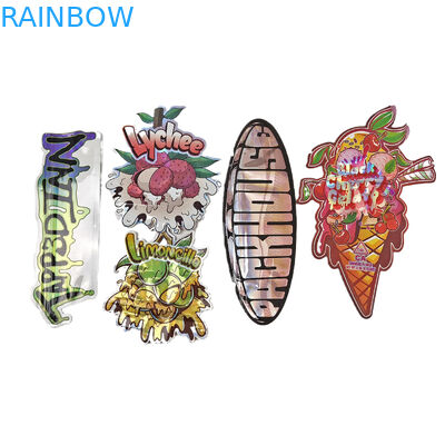 Custom Matte Logo Resealable Plastic Shaped Pouch Smell Proof Die Cut Ziplock 3.5 Mylar Bags For Candy