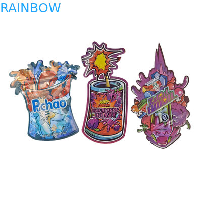 Custom Printed Edible Bags Plastic Packaging Die Cut Special Shaped Plastic Pouch With Ziplock 3.5g Snack Mylar Bags