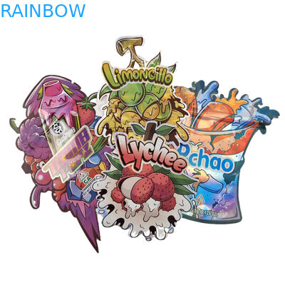 3.5g 7g Custom Printed Special Die Cut Irregular Shaped Mylar Bags Smell Proof With Zipper Snack Packaging Mylar Bags