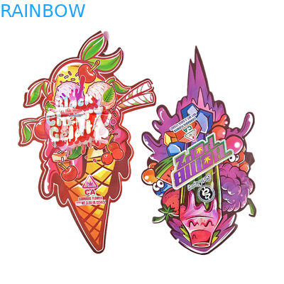 Custom Die Cut Plastic Printed Logo Smell Proof 3.5 Edible Food Packaging Ziplock Edible Snack Mylar Bags