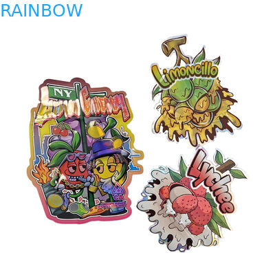 Shape Mylar Bags With Custom Logo Printed Irregular Holograph Ziplock Smell Proof 3.5g 7g 14g 28g Snack Pouches