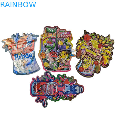 High Quality Custom Logo Special Shape Smell Proof Ziplock Irregular Unique Die Cut 3.5g Mylar Bags For Cookie Candy