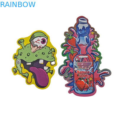 Irregular Shaped Packaging Custom Design With Ziplock Holograph Foil 3.5g Smell Proof Die Cut Mylar Bags