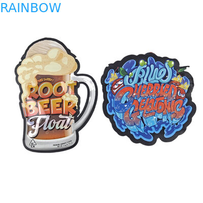 Irregular Shaped Packaging Custom Design With Ziplock Holograph Foil 3.5g Smell Proof Die Cut Mylar Bags