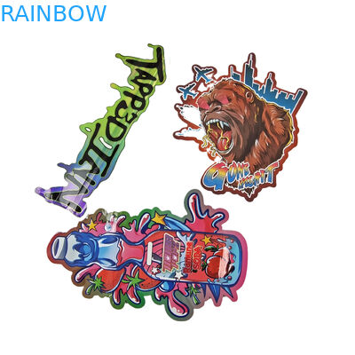 Irregular Shaped Packaging Custom Design With Ziplock Holograph Foil 3.5g Smell Proof Die Cut Mylar Bags