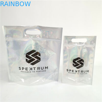 Customized Logo Zip Lock  Bags Flat Holographic Film Mini Mylar Three Side Seal