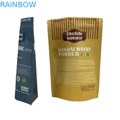 Kraft Brown Paper Snack Bag Packaging Stand Up Pouch Flat Bottom With Zipper