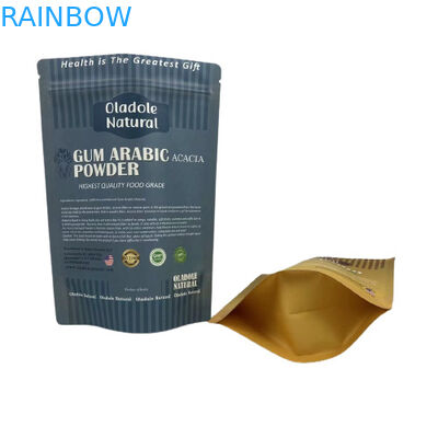 Kraft Brown Paper Snack Bag Packaging Stand Up Pouch Flat Bottom With Zipper