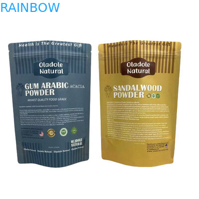 Kraft Brown Paper Snack Bag Packaging Stand Up Pouch Flat Bottom With Zipper