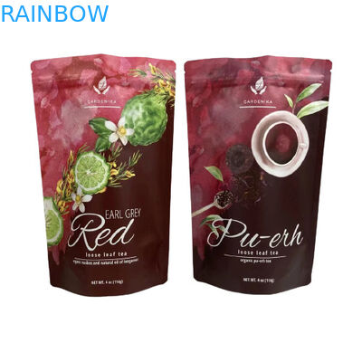 Food Grade Stand Up Pouch Bags Plastic Custom Foil Matte Finish For Tea Packing