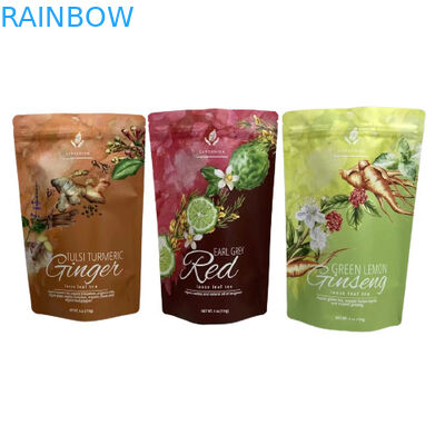 Food Grade Stand Up Pouch Bags Plastic Custom Foil Matte Finish For Tea Packing