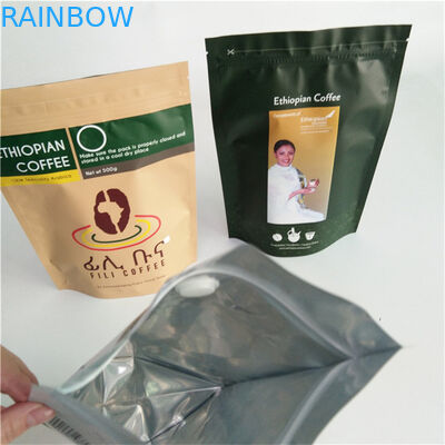 Environmental Friendly Custom Paper Flexible Packaging Kraft Coffee Ziplock Stand Up Pouch Bag for 250g 500g And 1kg