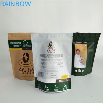 Environmental Friendly Custom Paper Flexible Packaging Kraft Coffee Ziplock Stand Up Pouch Bag for 250g 500g And 1kg