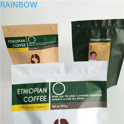 Environmental Friendly Custom Paper Flexible Packaging Kraft Coffee Ziplock Stand Up Pouch Bag for 250g 500g And 1kg
