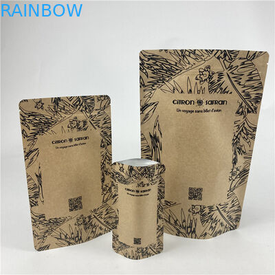 Promotional Stand Up Pouch Food Grade Heat Seal Printed Biodegradable Custom Food Kraft Paper Bag With Zipper