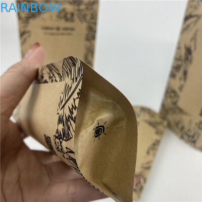 Promotional Stand Up Pouch Food Grade Heat Seal Printed Biodegradable Custom Food Kraft Paper Bag With Zipper