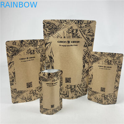 Promotional Stand Up Pouch Food Grade Heat Seal Printed Biodegradable Custom Food Kraft Paper Bag With Zipper