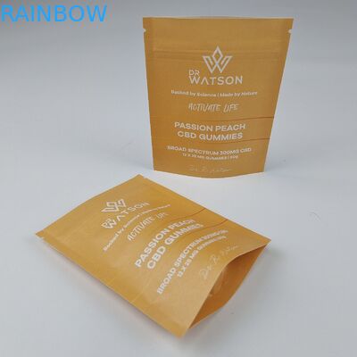 MOPP Compostable Kraft Paper Bag Custom Standing Pouch Zipper Moisture Proof For Food
