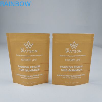 MOPP Compostable Kraft Paper Bag Custom Standing Pouch Zipper Moisture Proof For Food