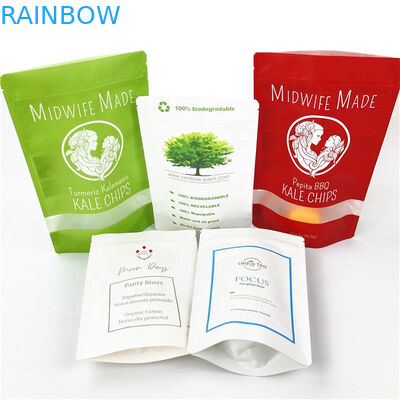 Environmentally friendly biodegradable kraft paper bag zip lock bag food packaging paper bag with window