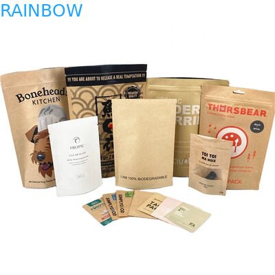 Eco Friendly Customized Logo 100g 250g  Kraft Paper Tea Coffee Nuts Powder Bag Recyclable Kraft Paper Pouch