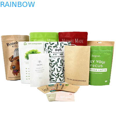Eco Friendly Customized Print Logo100g 250g Packaging Bag Stand Up Pouch Kraft Paper Tea Coffee Powder Bag