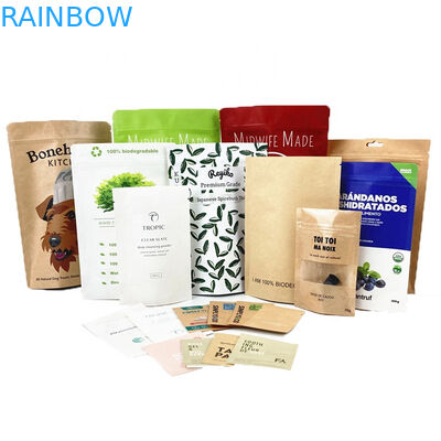 Eco Friendly Customized Print Logo100g 250g Packaging Bag Stand Up Pouch Kraft Paper Tea Coffee Powder Bag
