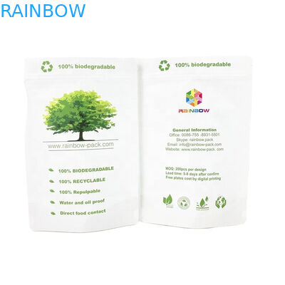 Customized Logo 100% Biodegradable Kraft Paper Resealable Bags For Food Powder Edible Nuts Packaging Empty Slim Tea Bag