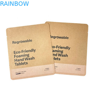 Customized Logo 100% Biodegradable Kraft Paper Resealable Bags For Food Powder Edible Nuts Packaging Empty Slim Tea Bag