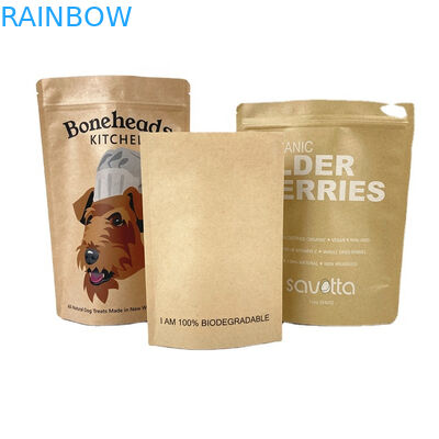 Biodegradable Smell Proof Packaging Bag With Window White Kraft Paper Bags for Tea Cookie Cake Nuts Edibles Powder Pet F