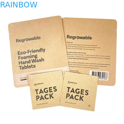 OEM Custom Logo  Biodegradable Kraft Paper Bags for Cookie Cake Nuts Edibles Powder Pet Food Smell Proof Bag With Window