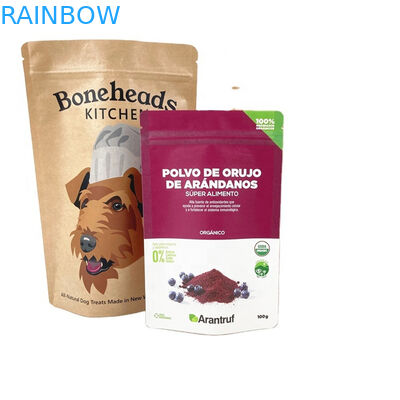 OEM Custom Logo  Biodegradable Kraft Paper Bags for Cookie Cake Nuts Edibles Powder Pet Food Smell Proof Bag With Window