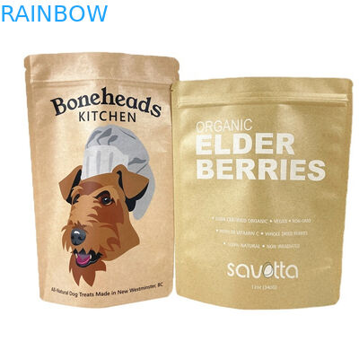 Custom Food Grade PLA Brown Kraft Paper Bags For Mangoes Powder Food Pet Treats Edible Packaging Pouch Mylar With Zipper