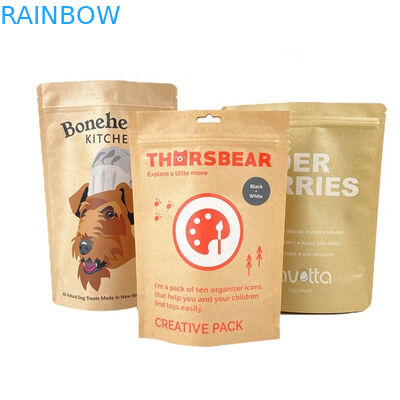 100% Biodegradable Smell Proof Paper Packaging Bag For Mango Powder Tea Nuts Pet Food Bags White Kraft Paper Pouch