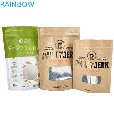 Custom Logo  Biodegradable White Kraft Paper Bags for Cookie Cake Nuts Edibles Mango Powder Pet Food Smell Proof