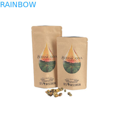 Eco Friendly Customized Logo 100g 250g  Kraft Paper Tea Coffee Nuts Powder Bag Recyclable Kraft Paper Pouch