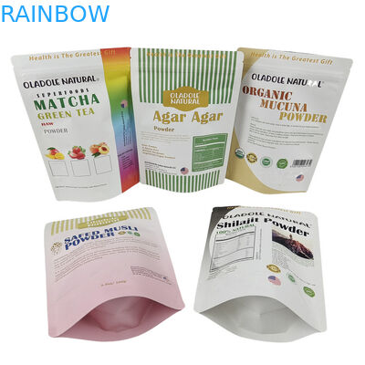 Wholesale Custom Printed Stand Up Kraft Paper Bag For Food Flour Nut Rice Tea Spices Biodegradable Mylar Bags